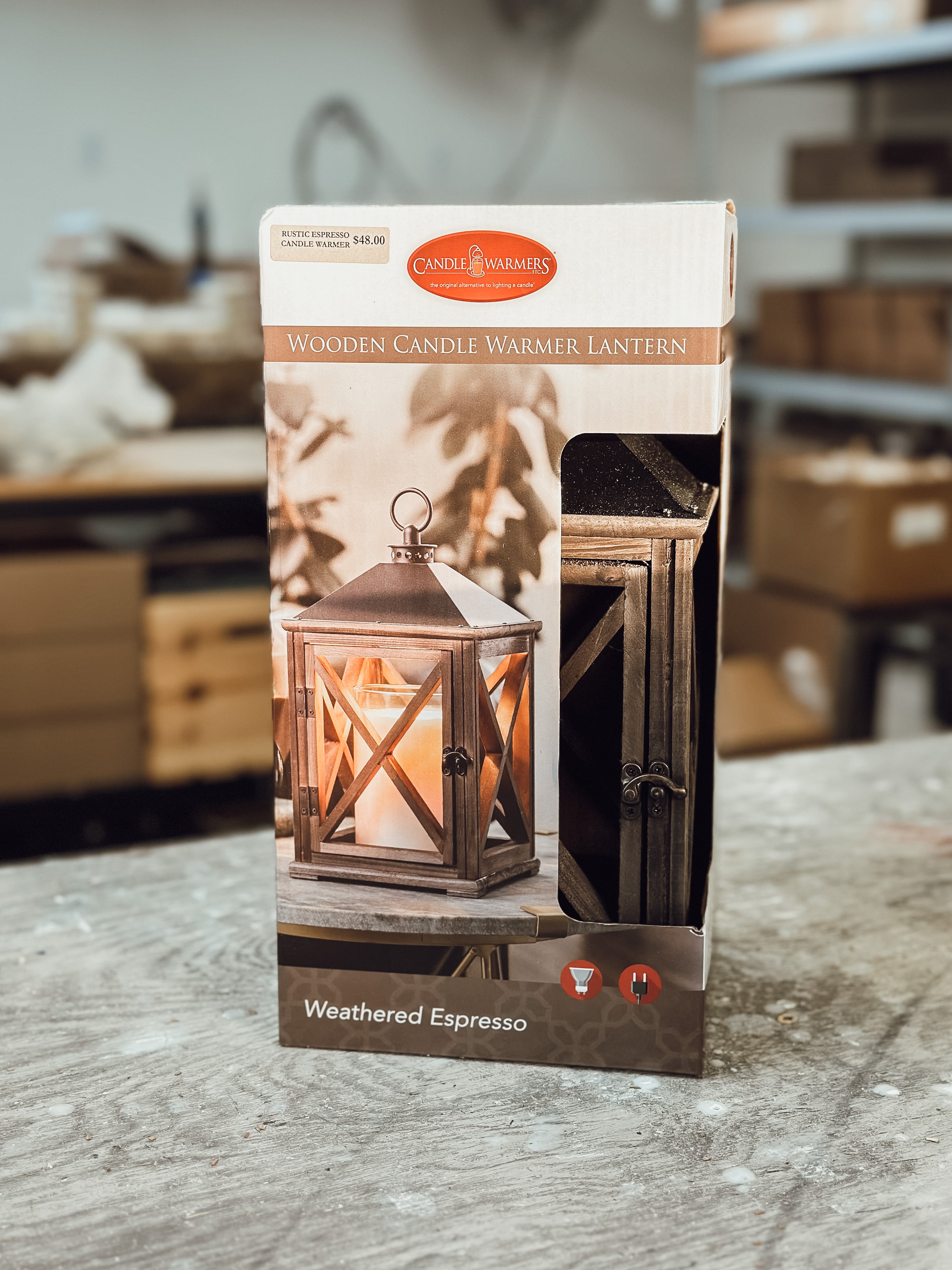 Weathered Espresso Candle Warmer Lantern